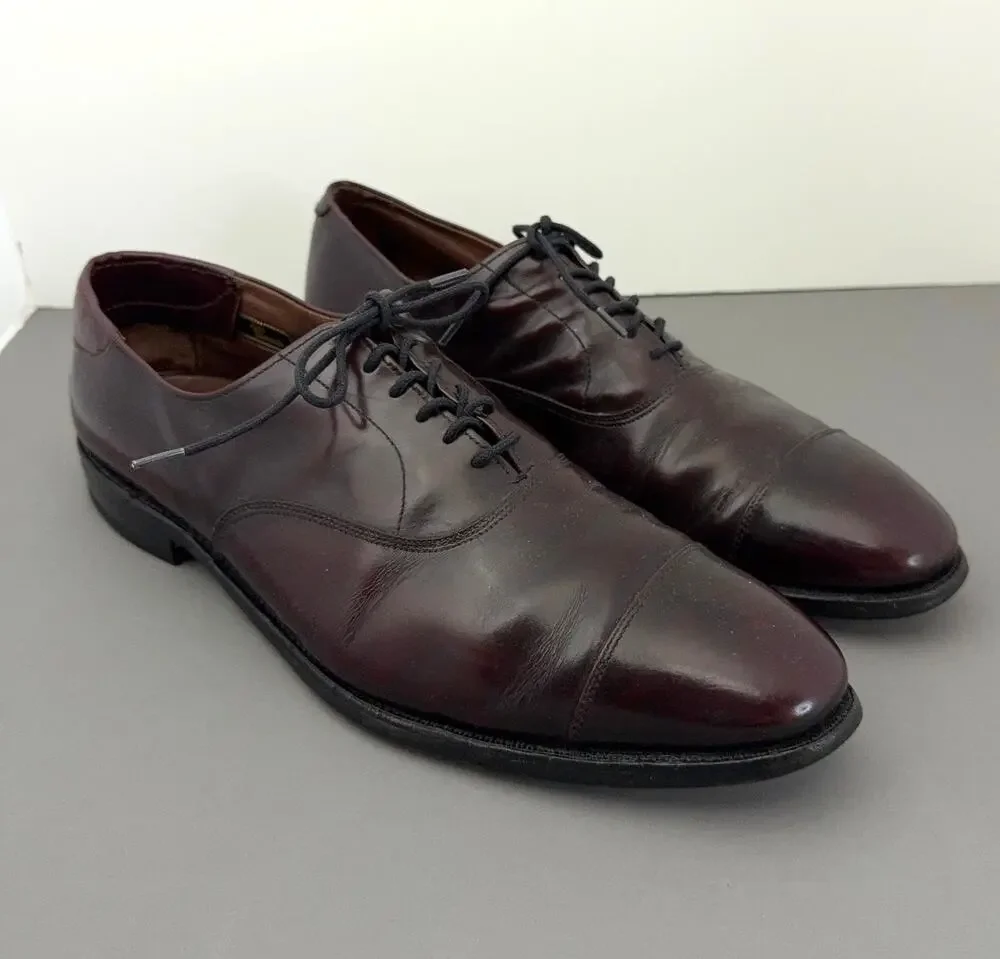 Allen Edmonds Park Avenue Oxford Mens 13 B Cap Toe Dress Shoes Burgundy 5675